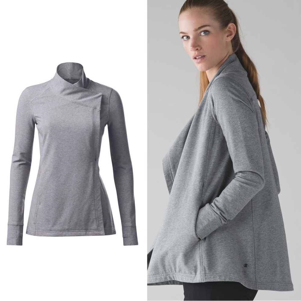 Lululemon Woman Gray Coast Wrap Cardigan Sweater US4 Athleisure Commute Cozy